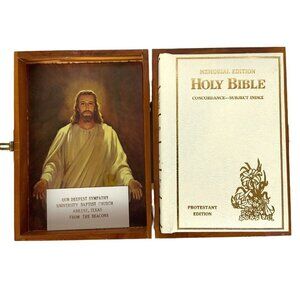 Holy Bible Memorial Edition Protestant Concordance Index 1976 With Wood Box